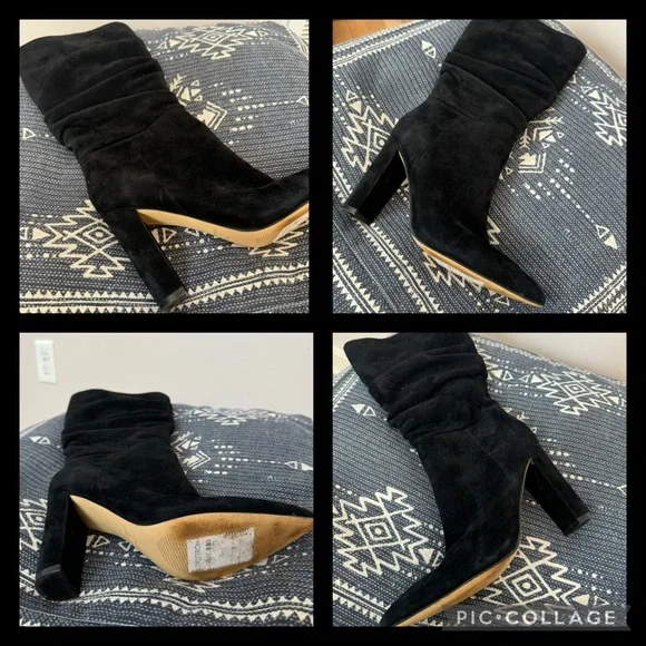 MARC FISHER Gromer Suede Slouched Mid Calf Boots Black size 7.5 women’s - Picture 3 of 5